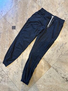 Vuori Charcoal Heather Jogger Pants with White Drawstring